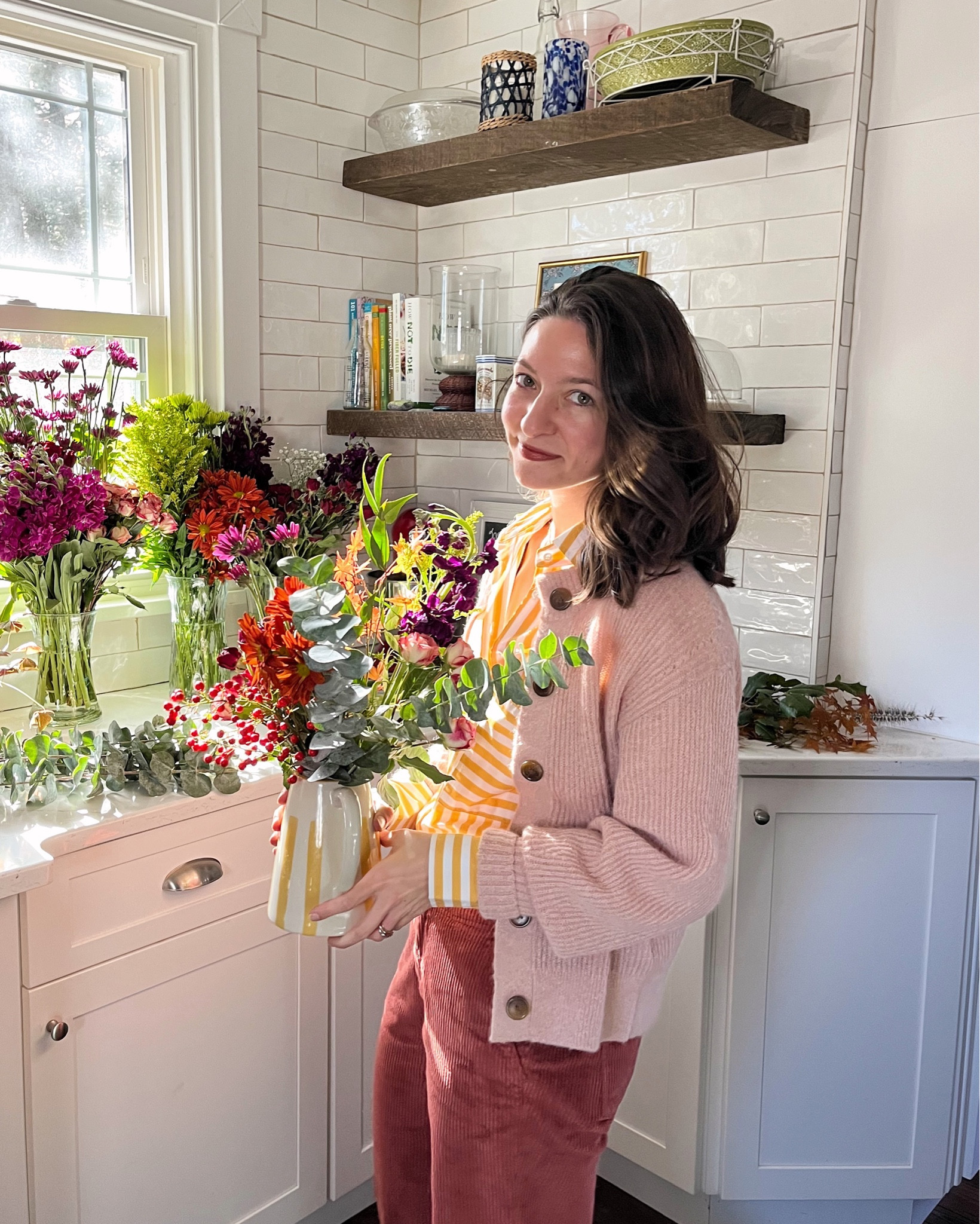 Spent the day prepping, cooking, & cleaning & was very happy to have already had these flowers done 💕  Love how bright & beautiful the colors are. Also, PSA… these are the most comfortable corduroys AND they’re on sale! 

#LTKhome #LTKSeasonal #LTKCyberWeek