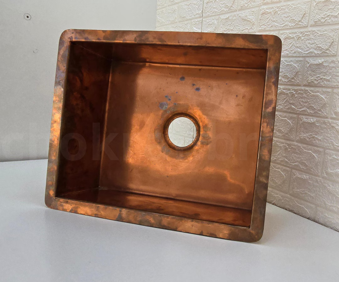 Unlacquered Solid Copper Kitchen Sink, Copper Farmhouse Sink, Undermount Sink, Handcrafted Vintag... | Etsy (US)