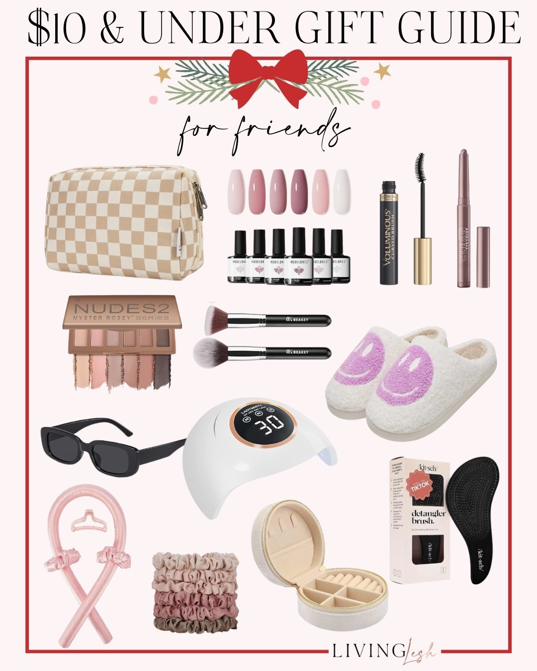 Amazon finds | Amazon gifts | Amazon gifts under 10 | Gift ideas | Gift guide | Gifts for friends | gifts for her | girly gifts | beauty gifts | Gifts under 10 | heartless curler | slippers | makeup bag | makeup brushes | gel nail light

#LTKGiftGuide #LTKBeauty #LTKFindsUnder50