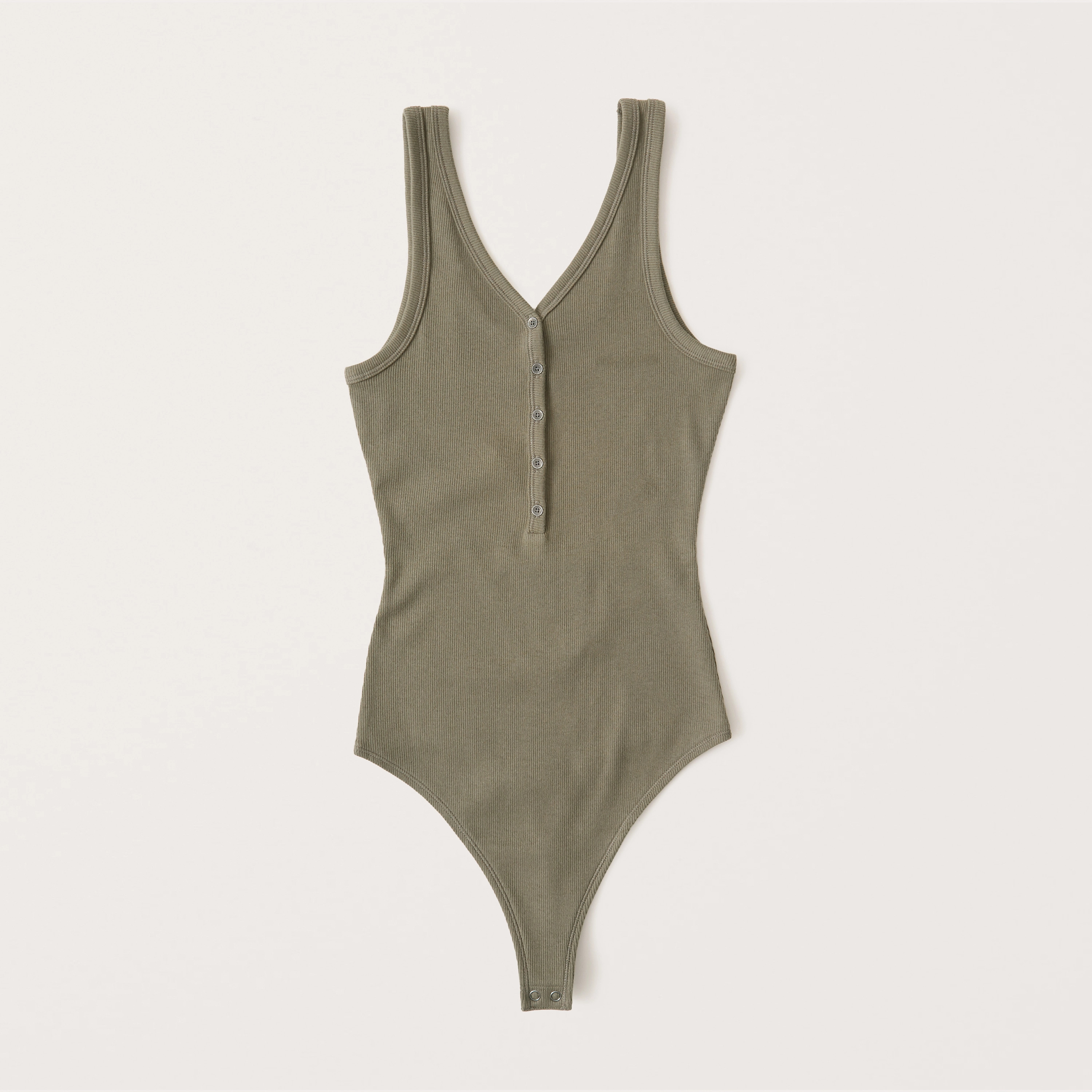Ribbed Henley Tank Bodysuit | Abercrombie & Fitch (US)