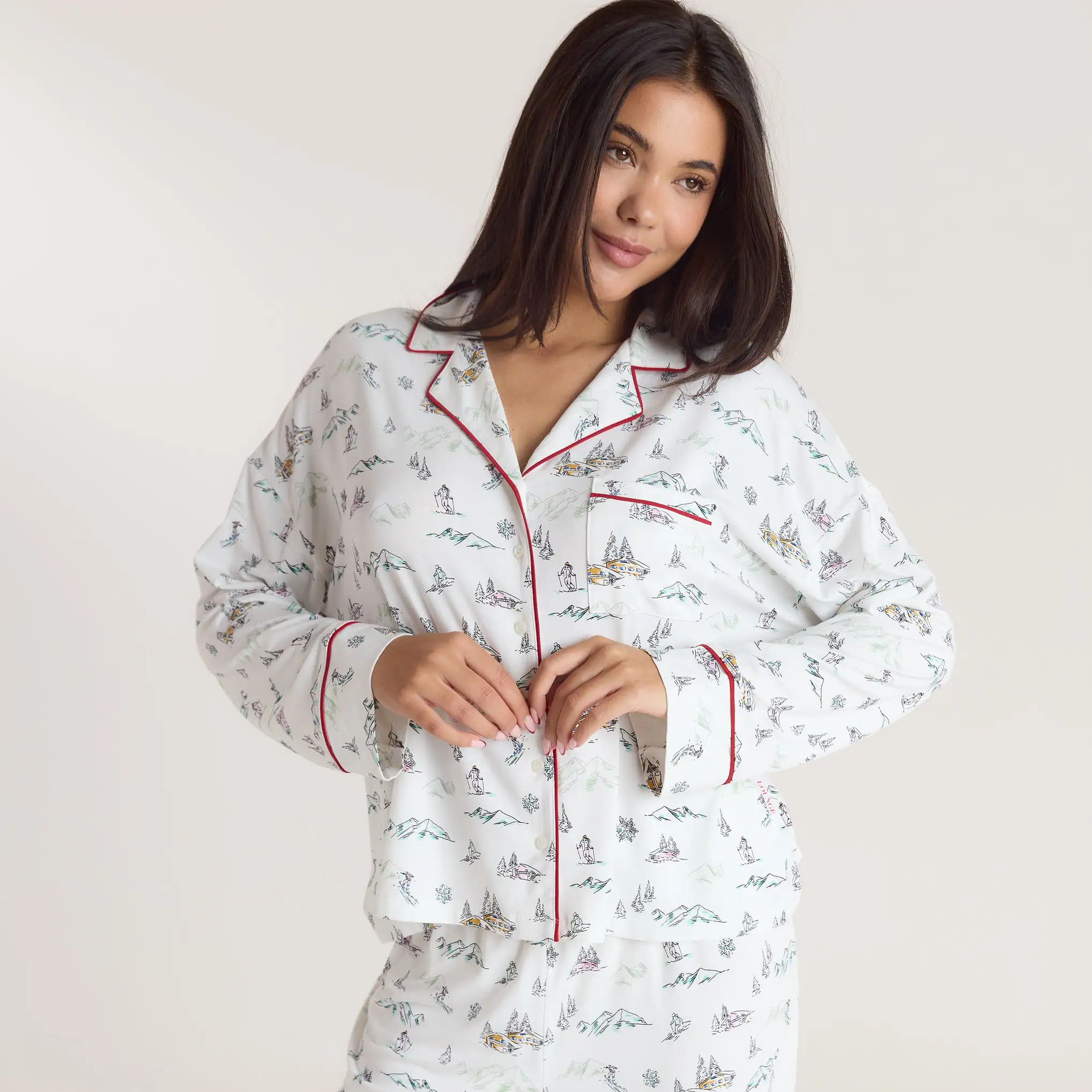 Alpine Dreams Pyjama Shirt - Ski Print | Lounge UK