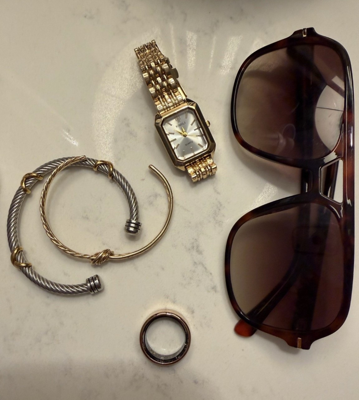 These mixed metal accessories are such an easy way to elevate any outfit. I love how you can stack or mix them without overthinking it and they instantly pull everything together.

mixed metal jewelry, everyday accessories, gold and silver jewelry, stacked bracelets, classic watch, neutral accessories, affordable jewelry, amazon finds, SavannahK 

#LTKmomlife #LTKgrwm #LTKootd