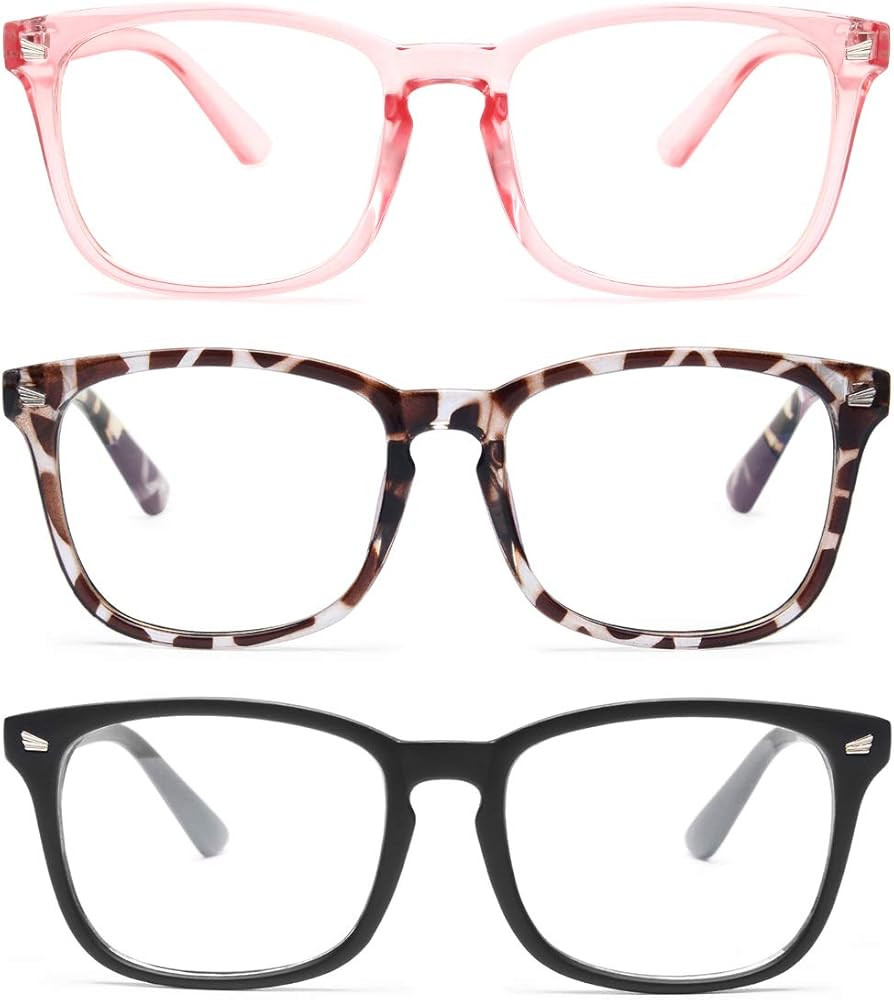 Gaoye 3-Pack Blue Light Blocking Glasses, Fashion Square Fake Nerd Eyewear Anti UV Ray Computer G... | Amazon (US)
