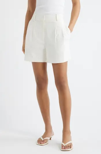 Open Edit Everyday Pleated Linen Blend Shorts | Nordstrom | Nordstrom