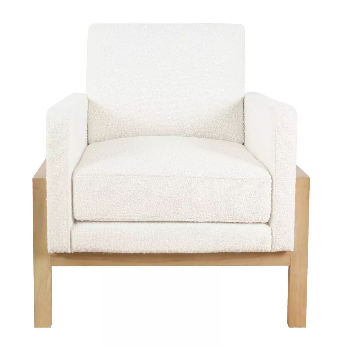 Wood Frame Accent Chair Cream Boucle - HomePop | Target
