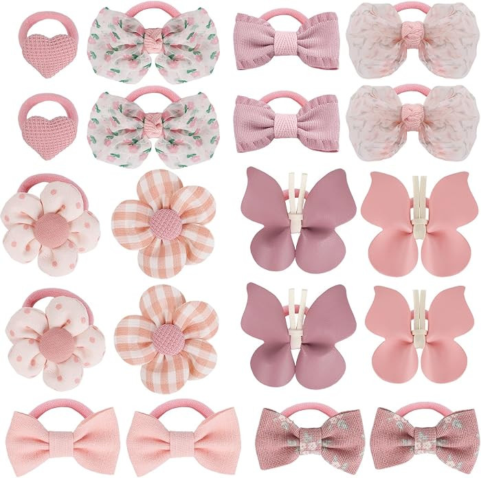 JESSCAT 20PCS Baby Hair Ties, 10 Multicolor Elastic Hair Ties with Bows, 2.5cm No-Crease Cotton H... | Amazon (US)