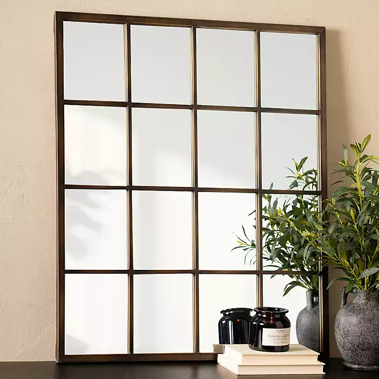 Bronze Paned Metal Wall Mirror | Kirklands