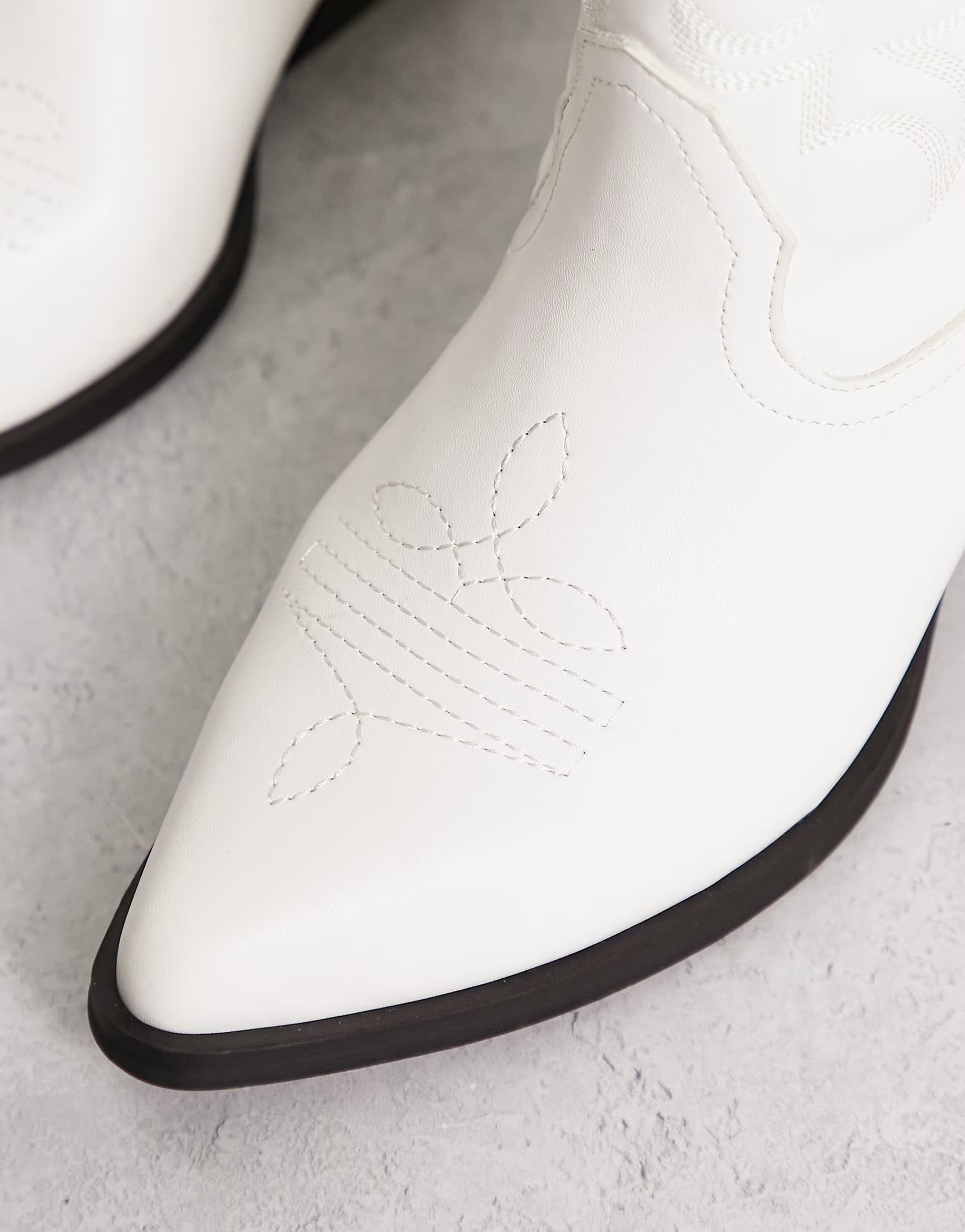 ASOS DESIGN Wide Fit Andi flat western knee boots in white | ASOS (Global)