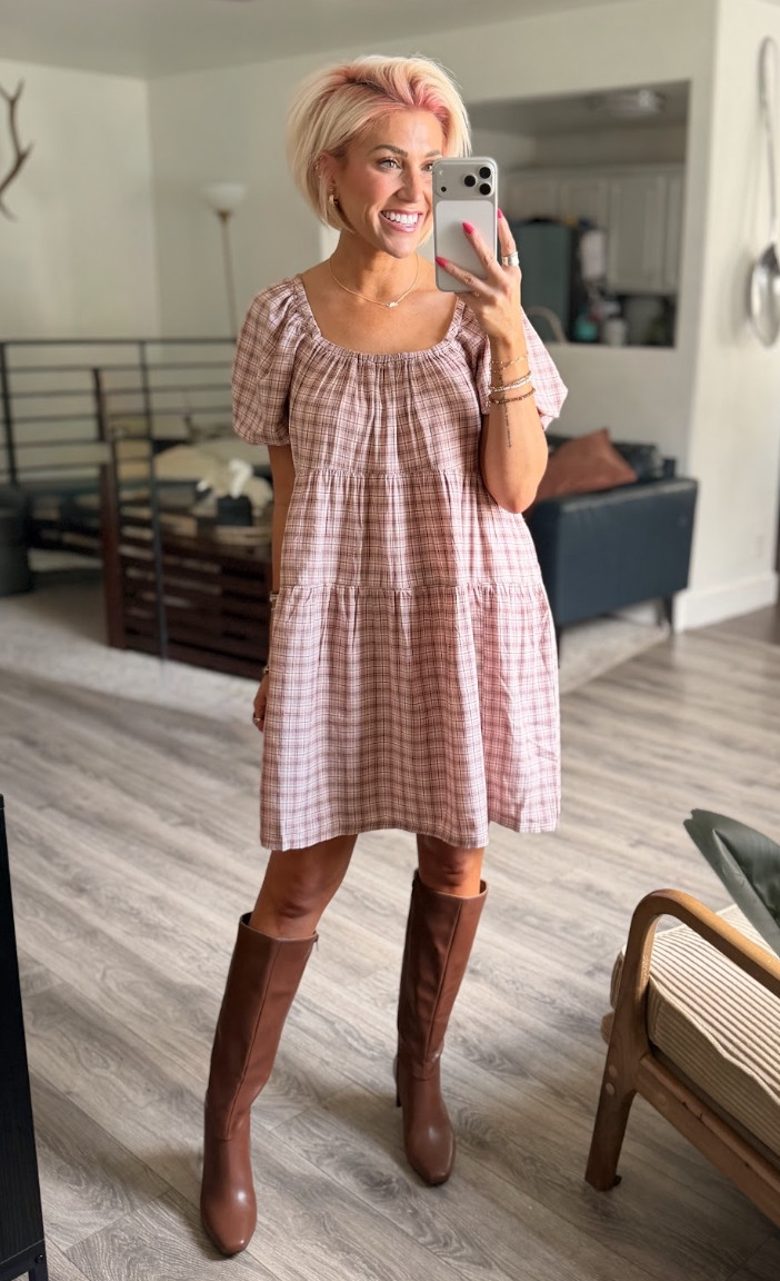 The perfect fall vibes! Dress: Small // Boots: TTS 

 #LTKootd #LTKSaleAlert