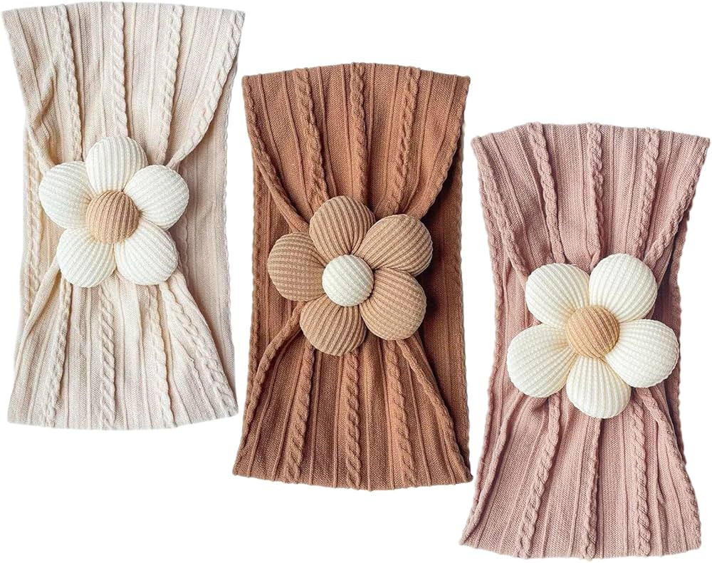 Nirvany 3 Pcs Baby Flower Headband, Nylon Baby Girl Headbands Soft Hairbands Baby Girl Accessorie... | Amazon (US)