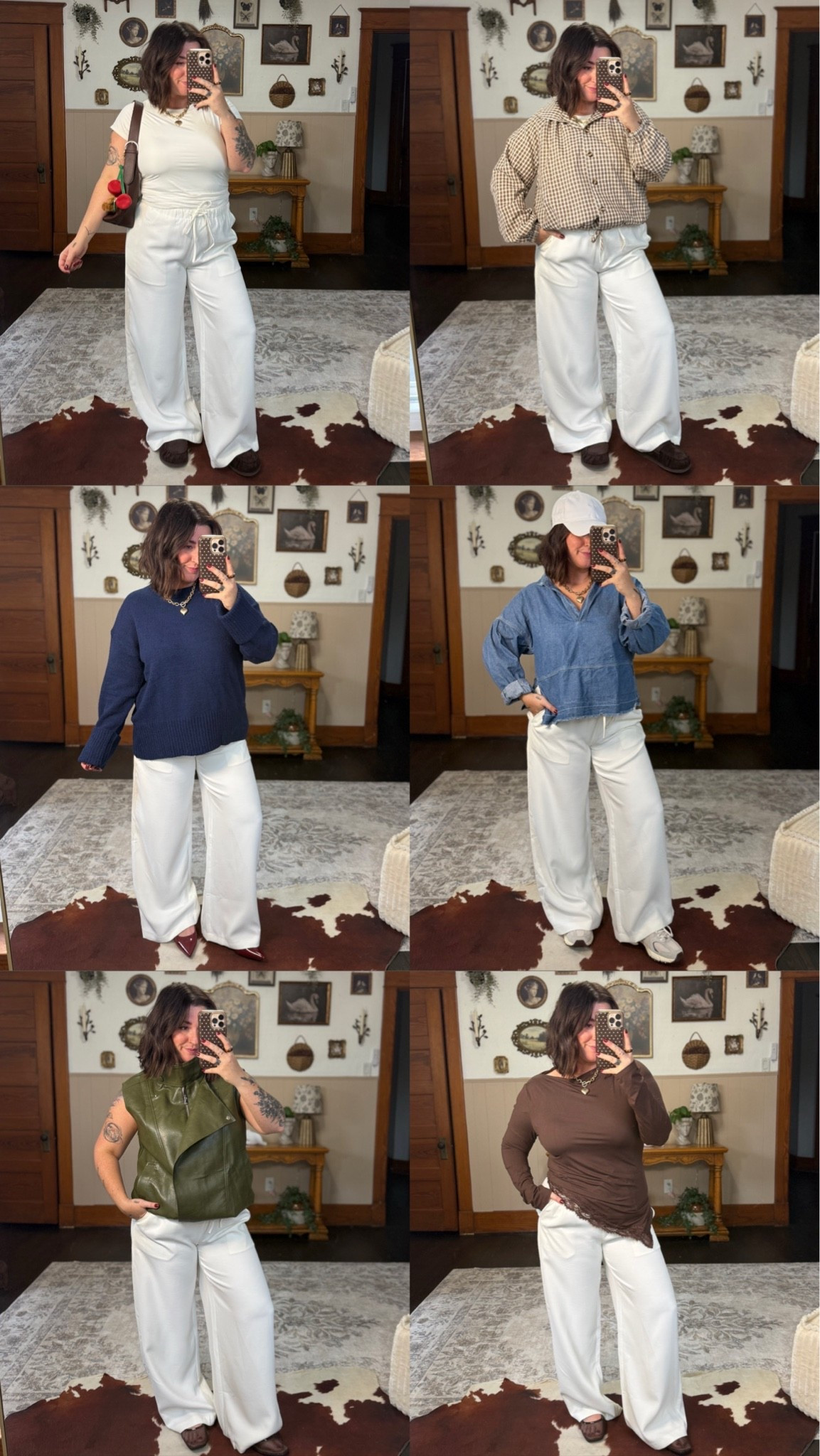 Some outfit inspiration with these palazzo pants! I'm 5'1 wearing petite length in large as a size 10! super cute fall outfits to recreate with one pair of pants!

#LTKMidsize #LTKWorkwear #LTKSeasonal