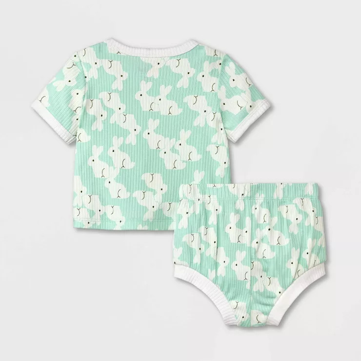 Babys' Bunny Short Sleeve Top & Shorts Set - Cat & Jack Blue | Target