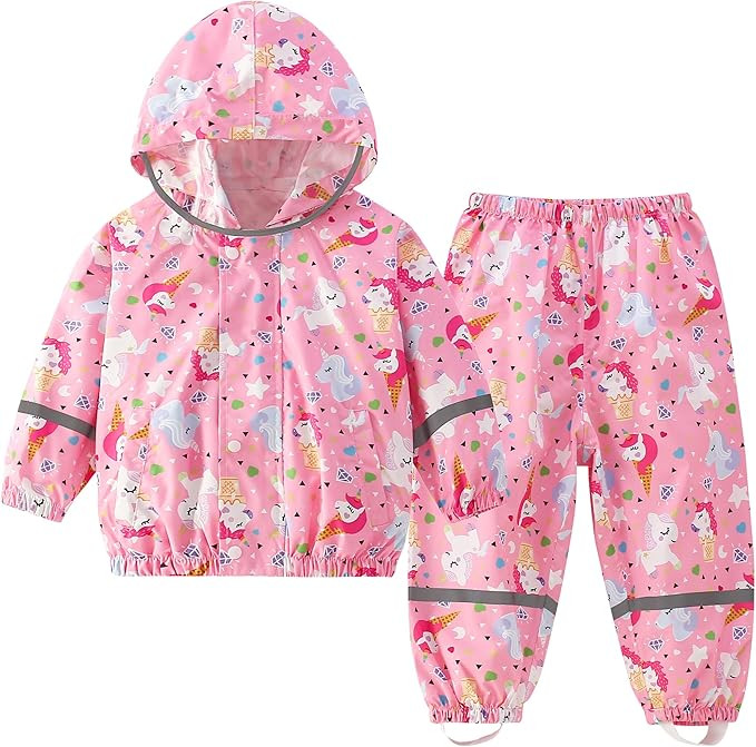 Kids Rainsuit Cartoon Raincoat Set, Toddlers Waterproof Raincoat with Pants Child Rainset Rainwea... | Amazon (US)