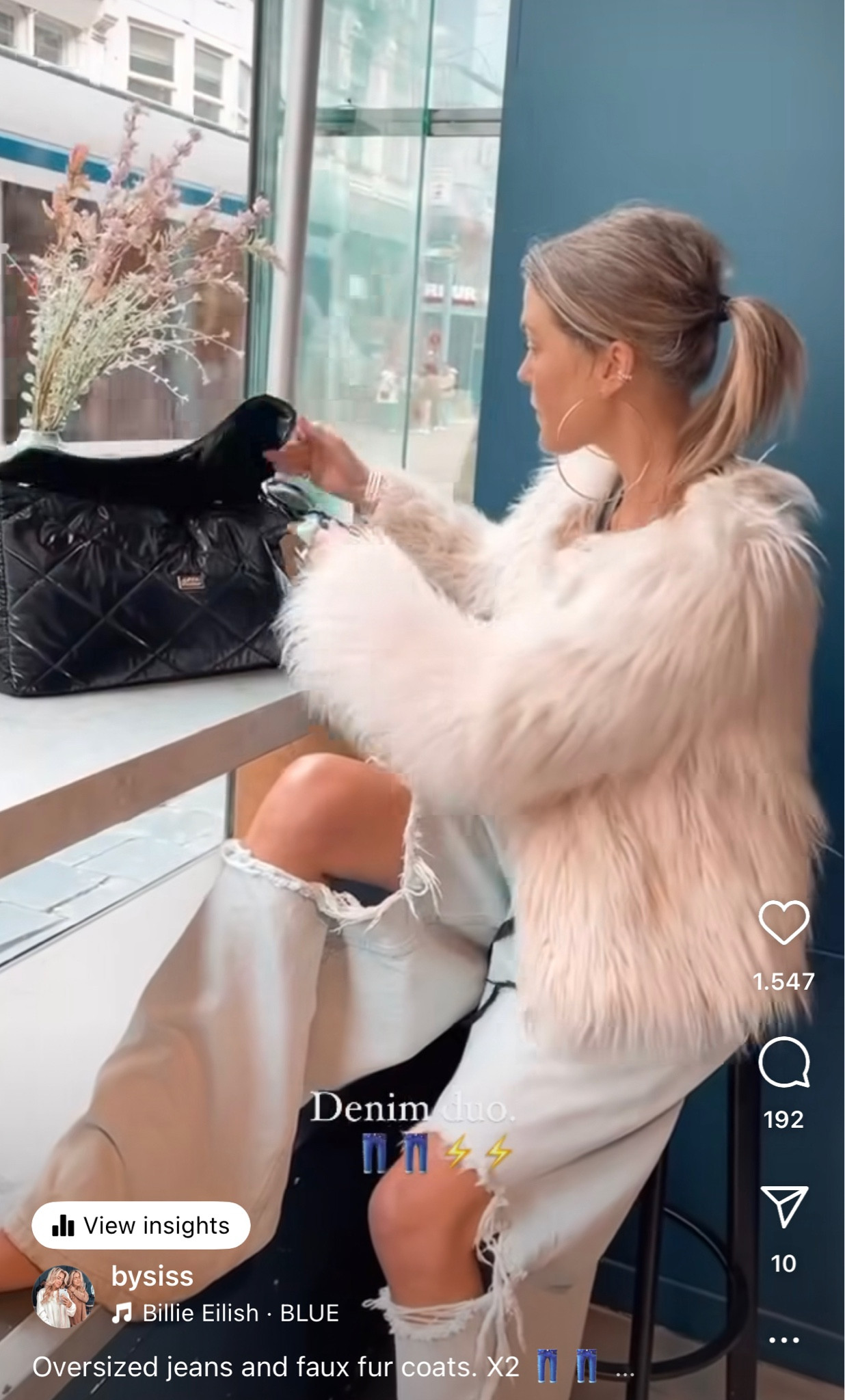 Style of the day 💕 A White faux fur cute jacket and a destroyed jeans also linked a really cute plain one for the girls loving the look with a clean wide leg jeans xoxo (and our big oversized quilted black bag we also linked fy angels!) xoxo

#LTKSeasonal #LTKStyleTip #LTKU