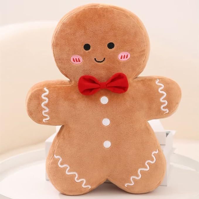 Eoieov Christmas Gingerbread Man Pillow Gingerbread Plush Stuffed Pillow Fun Gingerbread Shaped P... | Amazon (US)