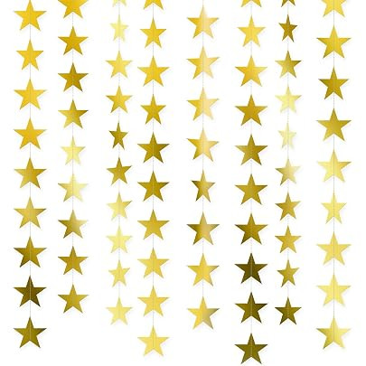 5Pcs Gold Star Garland Banner - 66 Feet Double Side Glitter Star Hanging Strea… | Amazon (US)