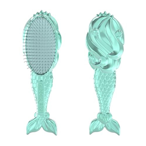 Glimmer Wish Mermaid Detangling Hair Brush for Kids - Anti Frizz and Anti Static - Soft and Long Bristles to Detangle With Ease - Gentle on Hair Kids Hair Brush | Amazon (US)