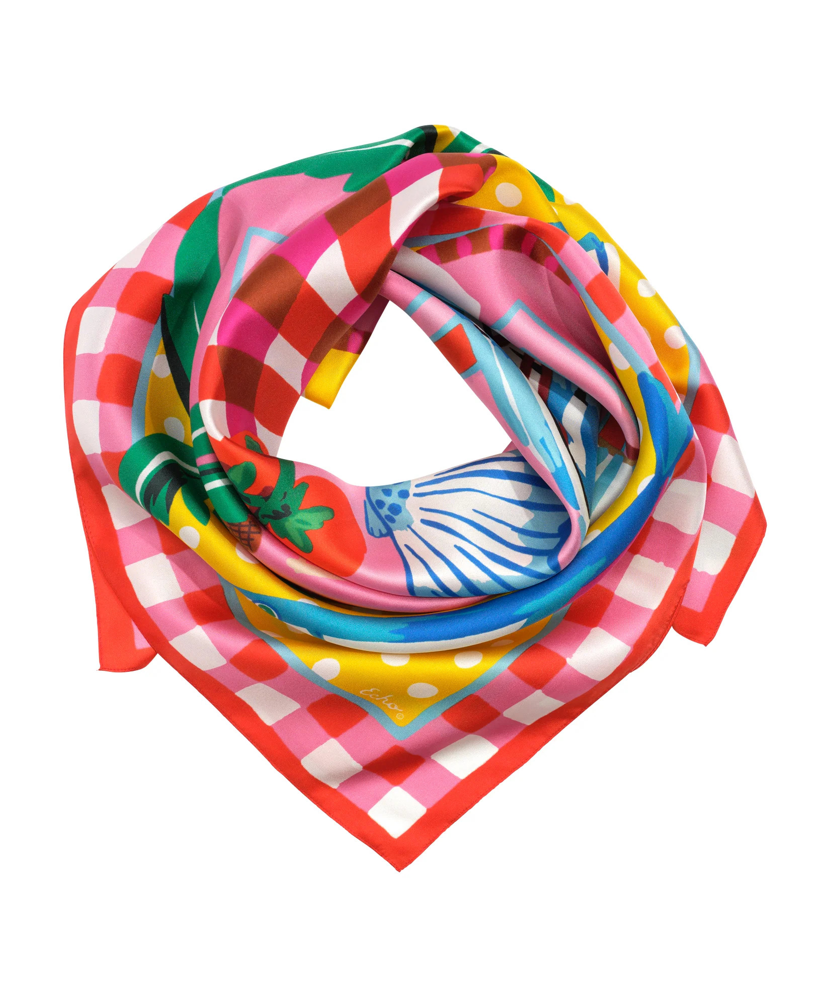 Beach Picnic 35" Silk Square Scarf | Echo New York