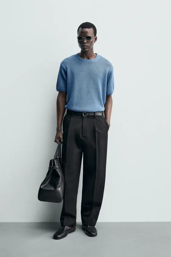 RELAXED FIT KNIT T-SHIRT | Zara UK