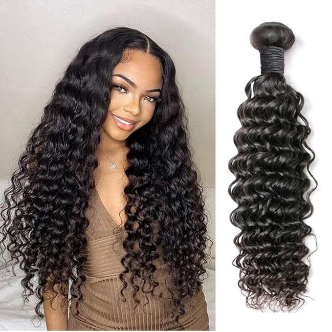 Deep Wave One Bundle Deep Curly Single Bundles Brazilian Human Hair Weave 12A Grade Virgin Unproc... | Amazon (US)