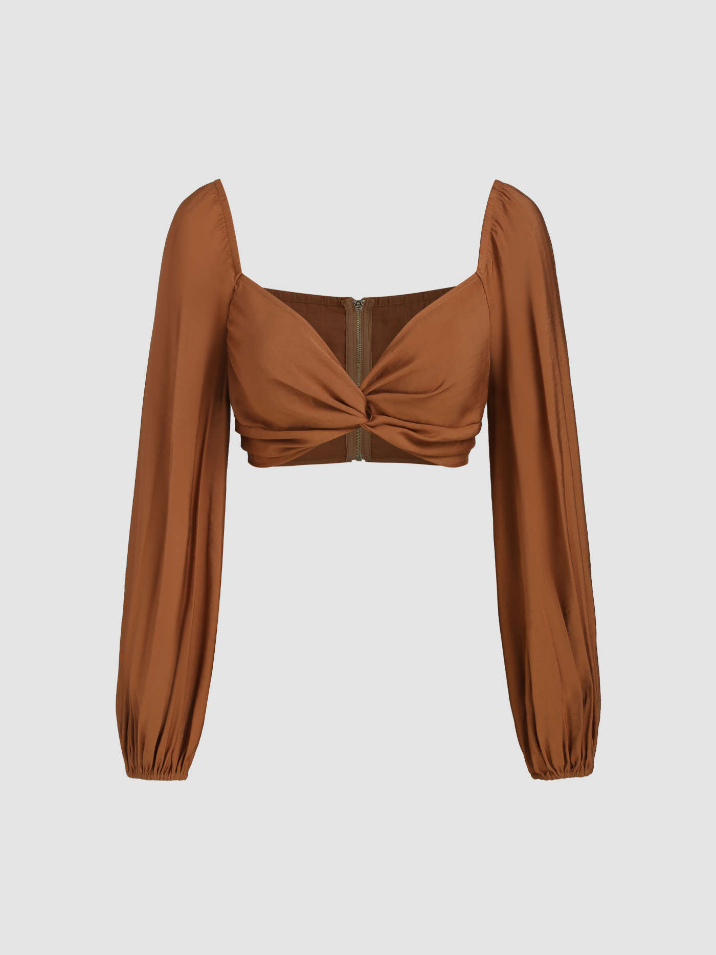 Twisted Zip Up Crop Top | Cider