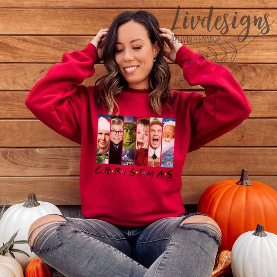 Christmas Friends Sweatshirt Home Alone Elf Ralphie Ugly | Etsy | Etsy (US)