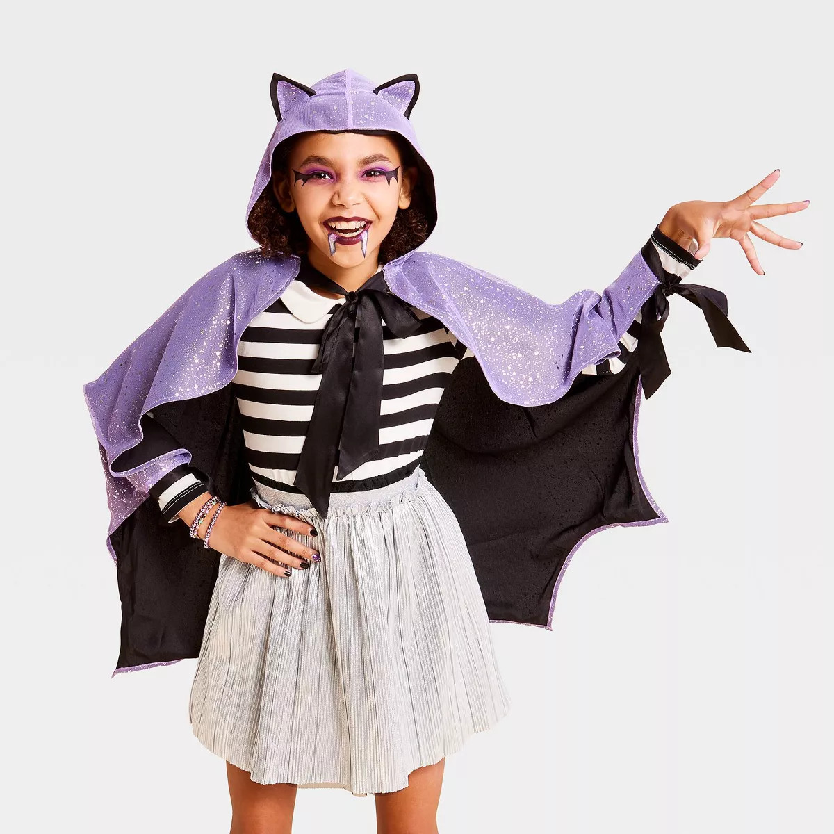 Kids' Bat Costume Cape with Hood and Ears - Hyde and EEK! Boutique™ Purple/Black | Target