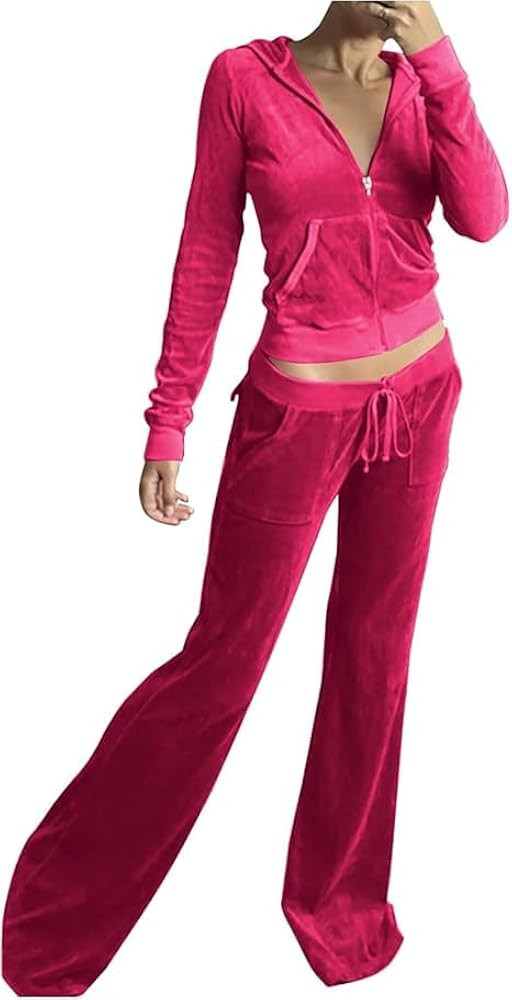Amazon.com: Women’s 2 Piece Tracksuit, Long Sleeve Zip Up Sweatpants Sets : Clothing, Shoes & J... | Amazon (US)