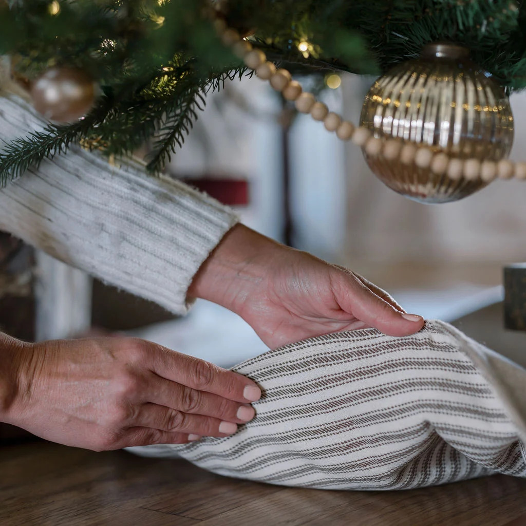 Ticking Stripe Tree Skirt – Reversible Design | CG Hunter