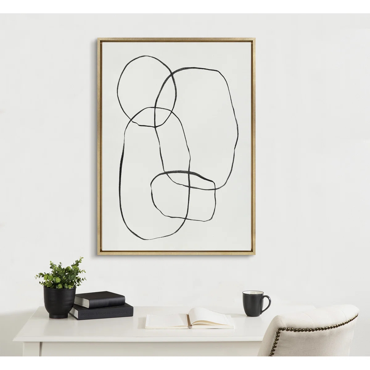 Trinx 871 Modern Circles Framed Canvas By Teju Reval Of Snazzyhues 28X38 Gold | Wayfair | Wayfair North America