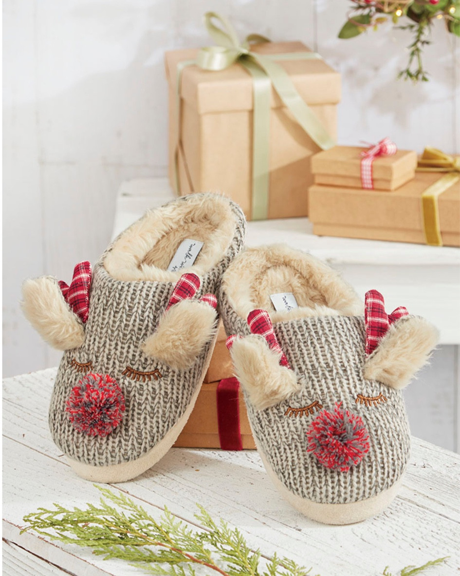✨SALE✨ Keep toes toasty and spirits bright with these adorable Plaid Reindeer Slippers. Featuring acrylic sweater-knit uppers, a playful pompom nose, and charming plaid antlers, these slippers combine festive cheer with cozy comfort. Perfect for lounging during the holiday season, they’re as practical as they are merry.

Gift Idea: A thoughtful and fun gift for anyone who loves holiday coziness—great for friends, family, or as a stocking stuffer. Pair with a plush blanket or a mug of hot cocoa mix for the ultimate comfort-themed gift!

#LTKShoeCrush #LTKGiftGuide #LTKHoliday