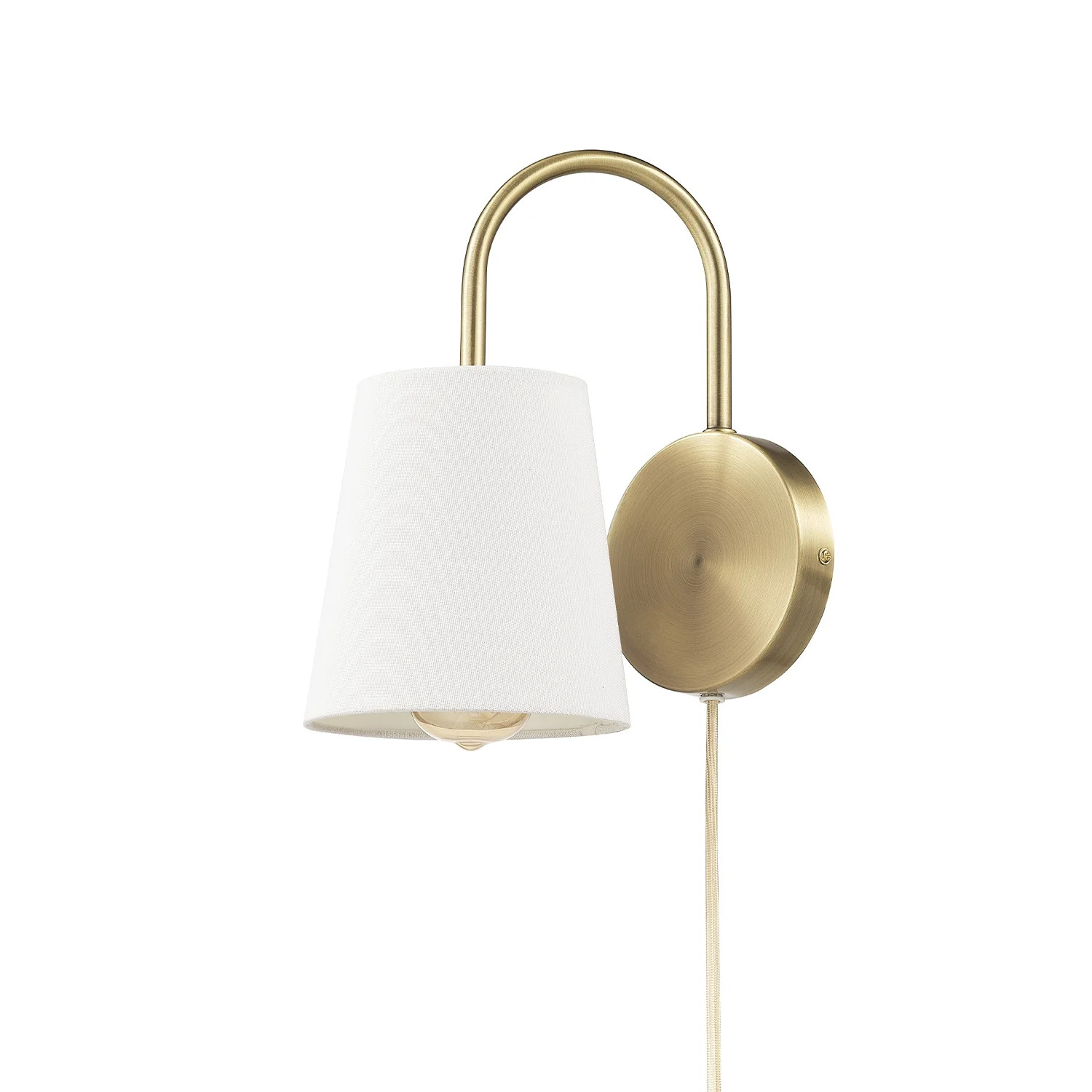 Novogratz x Globe 1-Light Matte Brass Hardwire or Plug-in Wall Sconce with Textured Shade - Walma... | Walmart (US)