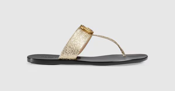 Leather thong sandal with Double G | Gucci (US)