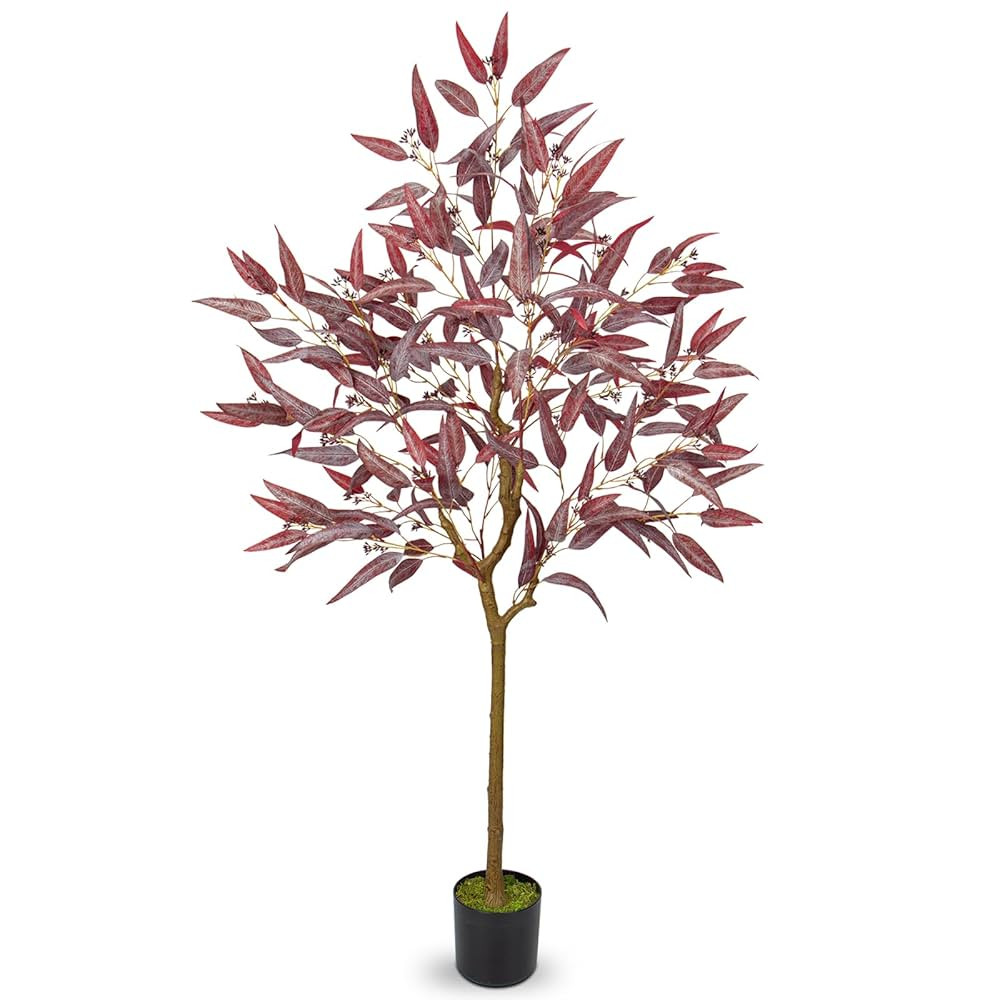 Briful 5ft Artificial Eucalyptus Tree in Black Pot, Realistic Silk Potted Floor Plant Eucalyptus ... | Amazon (US)