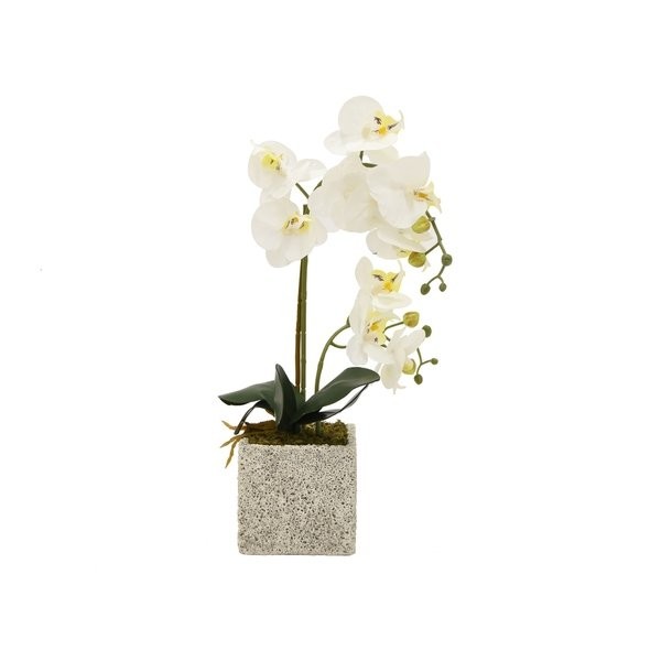 Three Hands Faux Orchid Flower Pot-White - White | Bed Bath & Beyond