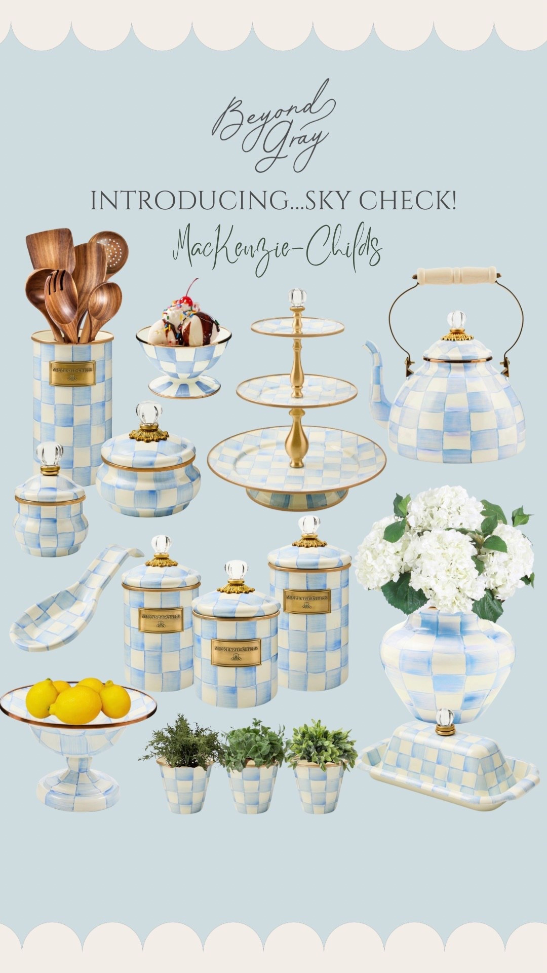 Sky Check is here! The brand new collection from MacKenzie-Childs in the color we’ve been waiting for! It’s the most beautiful shade of light blue. Today is launch day so grab your favorite pieces now! #mcpartner 

#LTKHome