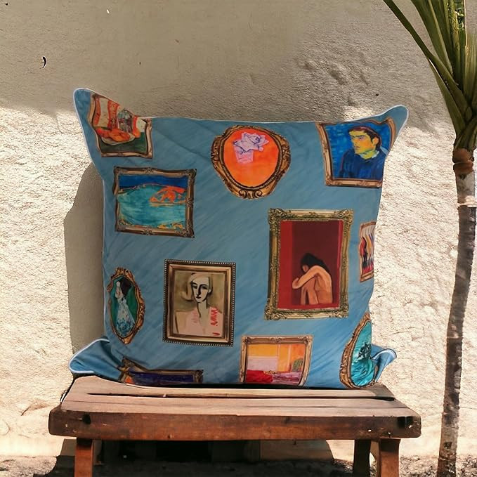 Vanderbeek Art Inspired Decorative Throw Pillow Cover (Airy Blue Gallery, 22" x 22") | Amazon (US)