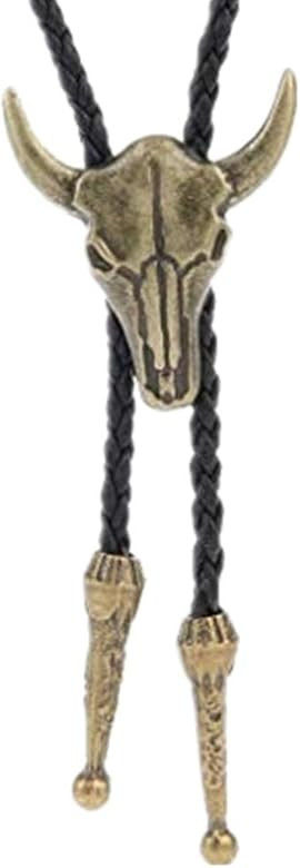 COOLLA Bolo tie- Handmade Bull Western Cowboy Black Vintage Turquoise Pendant for Women,Men | Amazon (US)