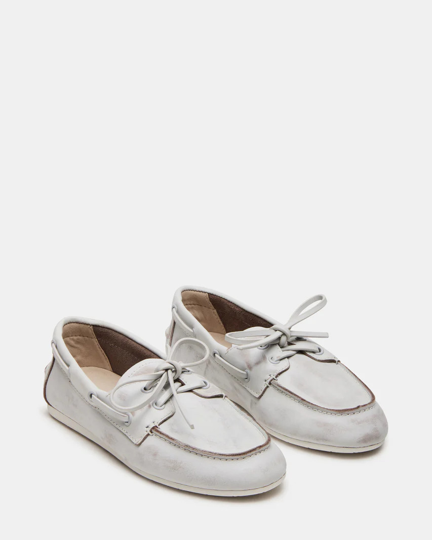SAG White Leather Women's Boat Shoe | Steve Madden (US)
