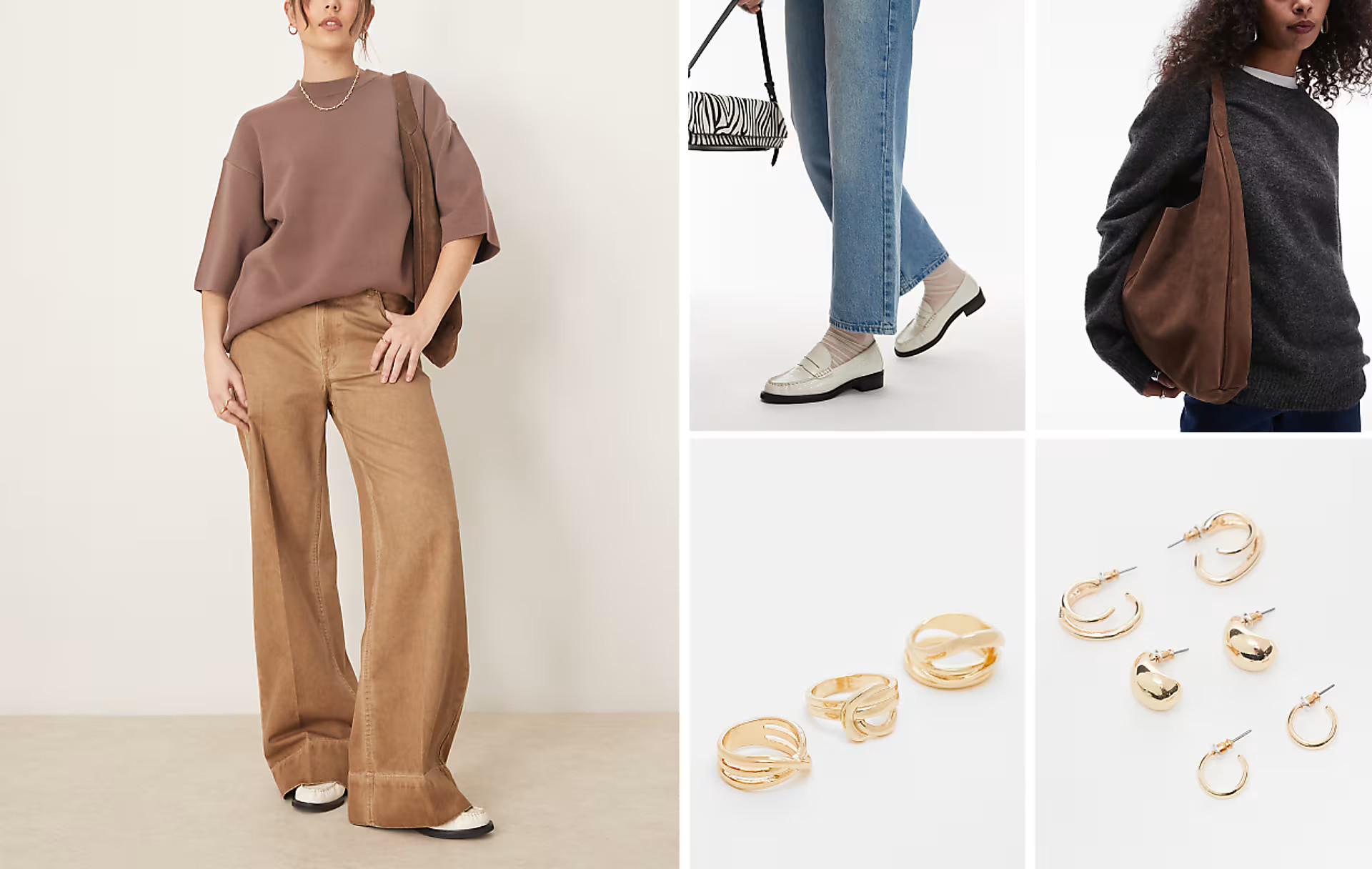 ASOS DESIGN wide leg jean with crease front in manuka | ASOS (Global)