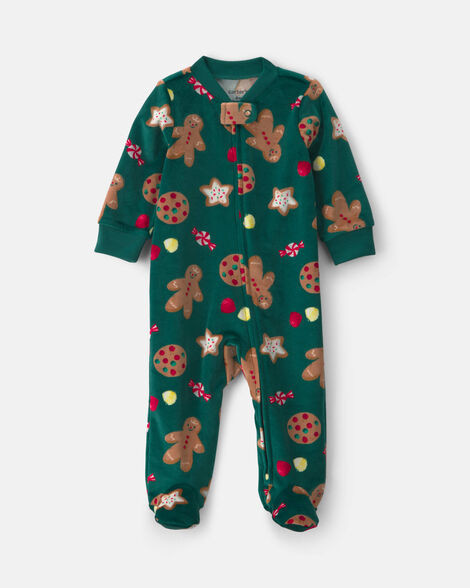 Baby Christmas Gingerbread 2-Way Zip Sleep & Play Pajamas - Green | Carter's Inc