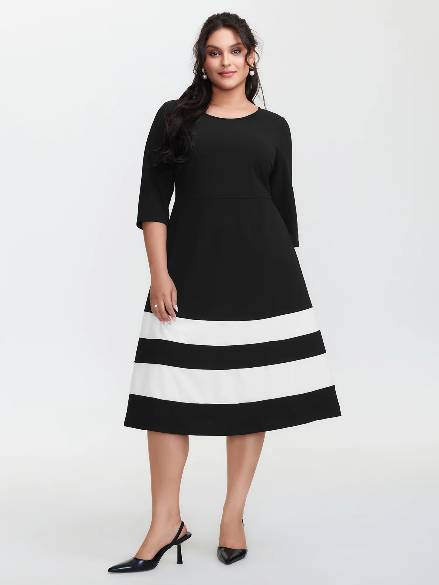 Color Stripes Pockets Midi Dress | Bloomchic