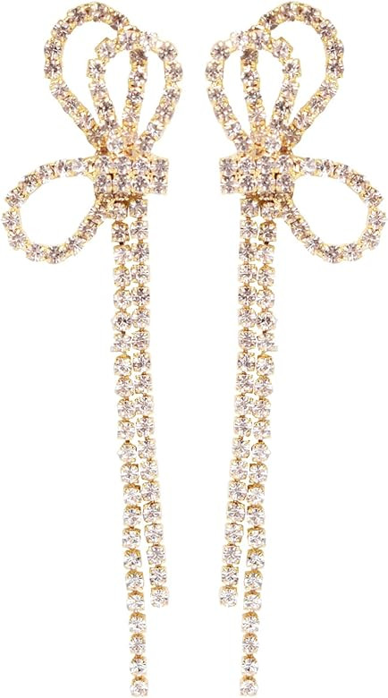 Simulated Diamond Long Earrings for Women - Cubic Zirconia Crystal Statement Dangle Earrings - Hy... | Amazon (US)