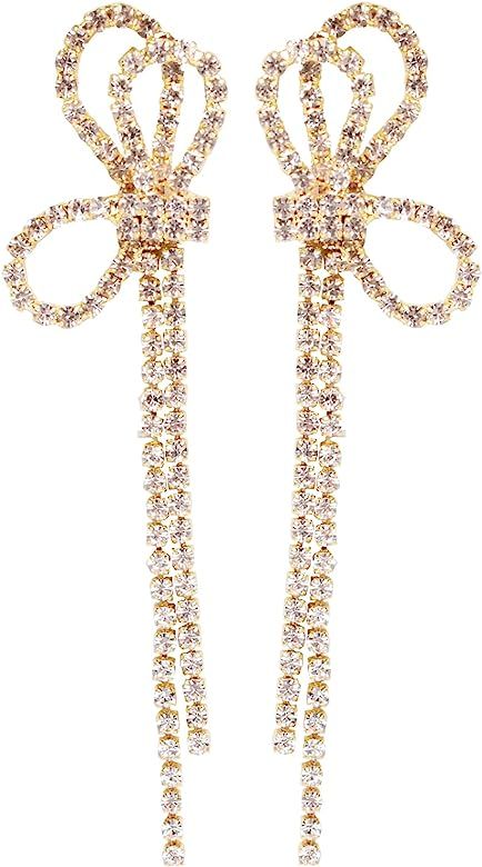 Simulated Diamond Long Earrings for Women - Cubic Zirconia Crystal Statement Dangle Earrings - Hy... | Amazon (US)