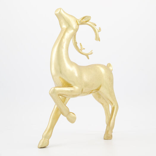 Gold Tone Deer Christmas Decoration 36x30cm | TK Maxx
