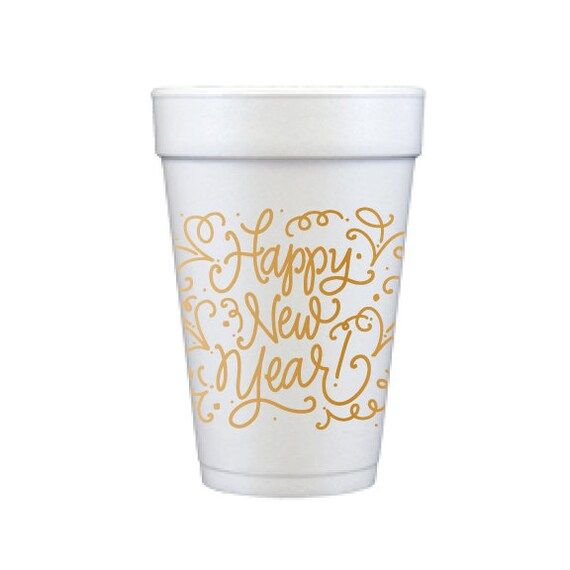 Foam Cups | Happy New Year (gold) | Etsy (US)