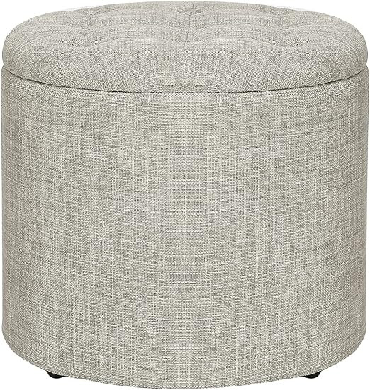 Joveco 14.6" Ottoman with Storage Fabric Round Button Tufted Footstool for Living Room Bedroom (L... | Amazon (US)