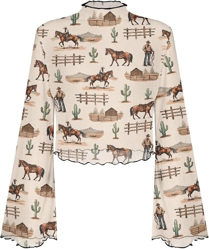 Blouses for Women Dressy Casual Bell Sleeve Tops Mock Neck Shirt | Amazon (US)