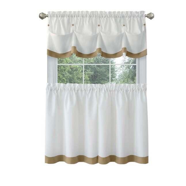 Achim Lana 36-in Tan Polyester Rod Pocket Valance and Tier Set | Lowe's