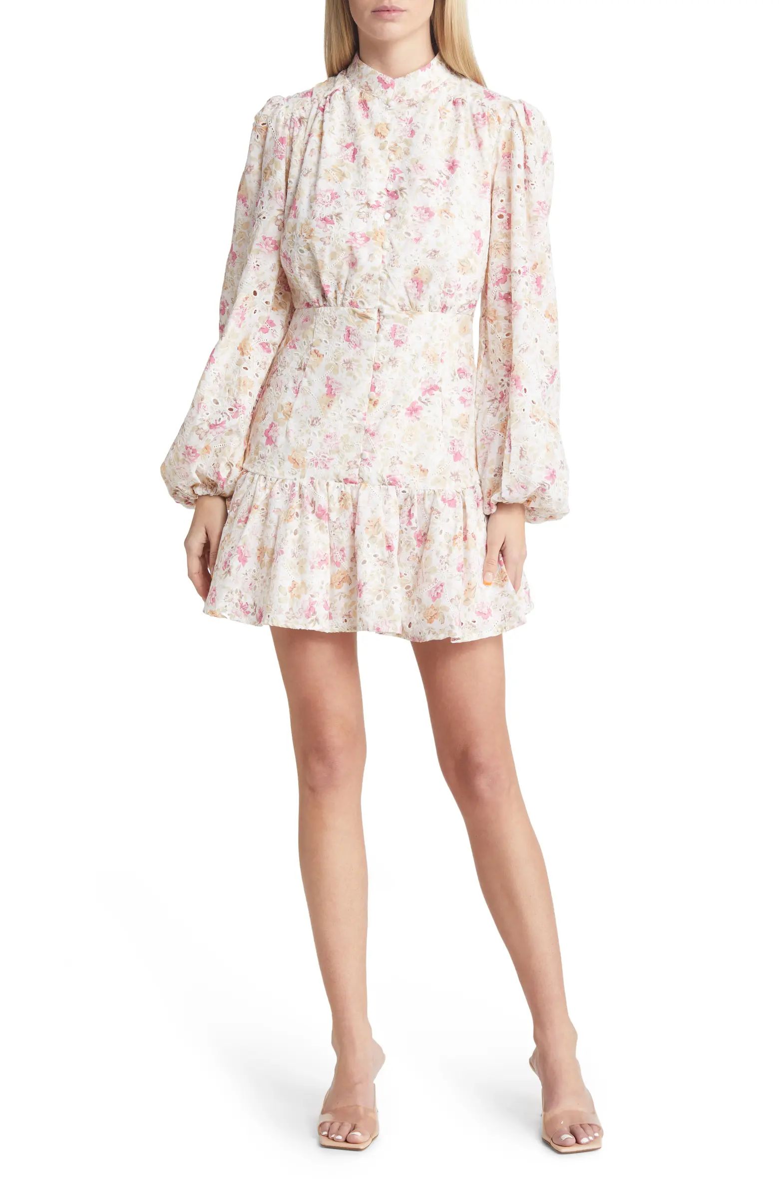 Bardot Hendry Floral Long Sleeve Cotton Minidress | Nordstrom | Nordstrom